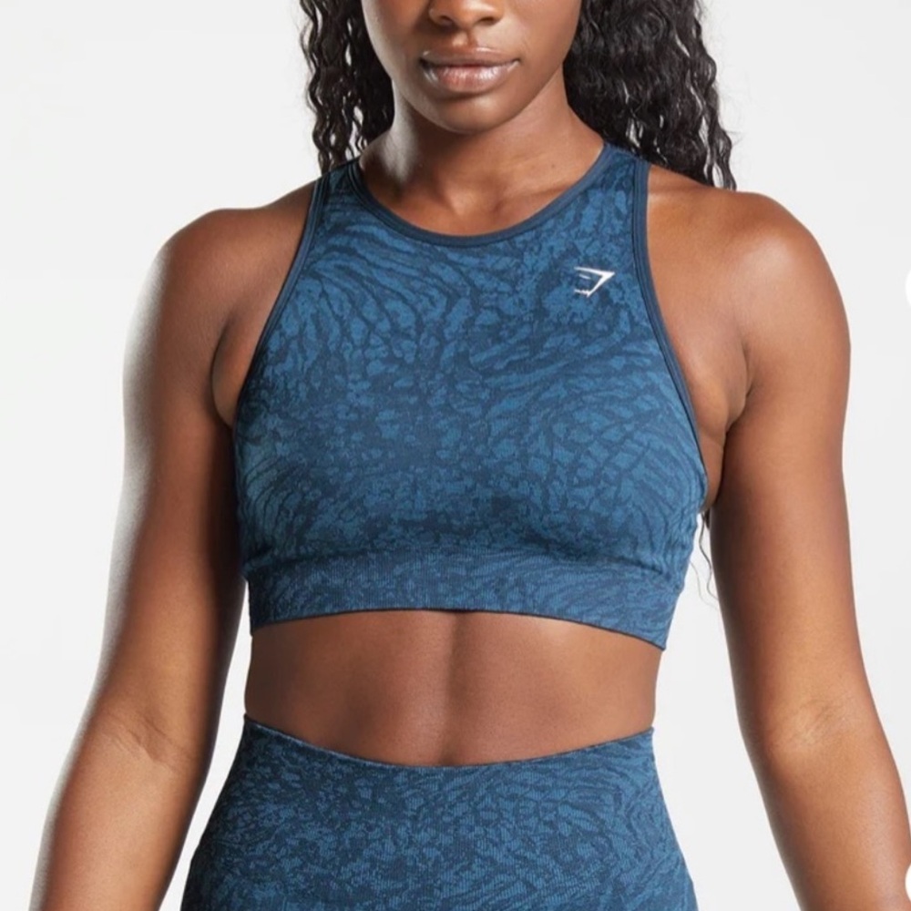 Gymshark adapt animal wild navy sports bra blue size medium